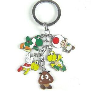 Super Mario Characters Metal Charm Keychain Multi Figure Key Ring